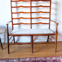 english ladder back beech bench late 19th century