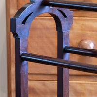 fret work - rosewood inlay base on the Victorian Inlaid Rosewood Towel Rail Clothes Horse Antique Stand