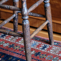 Time-worn painted Victorian stool - Antique Victorian Elm Stool With Oval Top And Turned Legs Circa 1860