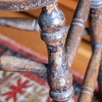 Antique Victorian Elm Stool With Oval Top And Turned Legs Circa 1860