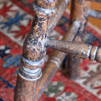 Antique Victorian Elm Stool With Oval Top And Turned Legs Circa 1860