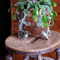 Antique Victorian Elm Stool With Oval Top And Turned Legs Circa 1860