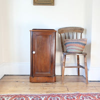 Antique Victorian mahogany bedside cupboard with curved corners and single door circa 1880