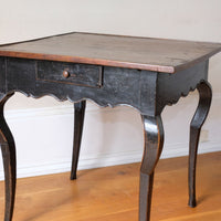 18th century ebonised oak side table with single drawer