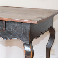 18th century ebonised oak side table with single drawer