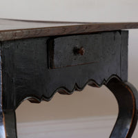 18th century ebonised oak side table with single drawer
