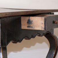 18th century ebonised oak side table with single drawer