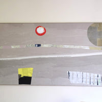 Large contemporary abstract oil painting canvas beige taupe 287 x 103 cm