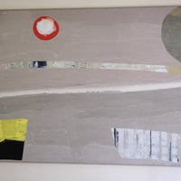 Large contemporary abstract oil painting canvas beige taupe 287 x 103 cm