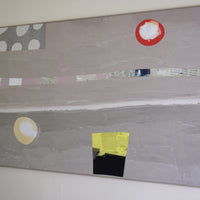 Large contemporary abstract oil painting canvas beige taupe 287 x 103 cm