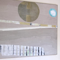 Large contemporary abstract oil painting canvas beige taupe 287 x 103 cm