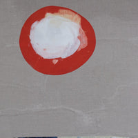 Detail view large abstract oil painting minimal geometric shapes