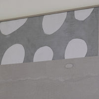 Detail view large abstract oil painting minimal geometric shapes