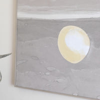 Detail view large abstract oil painting minimal geometric shapes