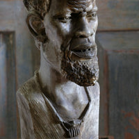 African Carved Serpentine Stone Sculpture Of A Tribal Elder