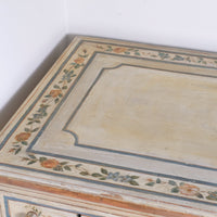 close up painted top - Antique French Painted Commode with Central Deep Drawer, Circa 1800