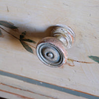 Close up of the painted drawer knob - Antique French Painted Commode with Central Deep Drawer, Circa 1800