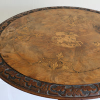 19th Century Burr Walnut & Marquetry Round Side Table