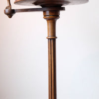 English Regency solid walnut candlestand table with burr walnut top and tulip-shaped sconce