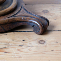 English Regency solid walnut candlestand table with burr walnut top and tulip-shaped sconce