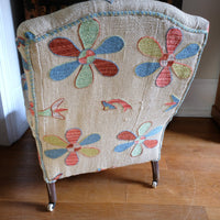 Back Afghan Suzani Kilim Upholstered 19th Century Country House Armchair