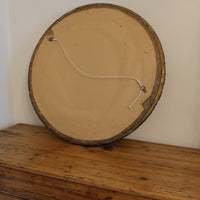 19th Century Round Convex Giltwood Mirror with Pierced Foliate Frame