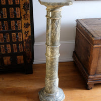 Antique Verd Antique green brecciated marble pedestal column Victorian display stand