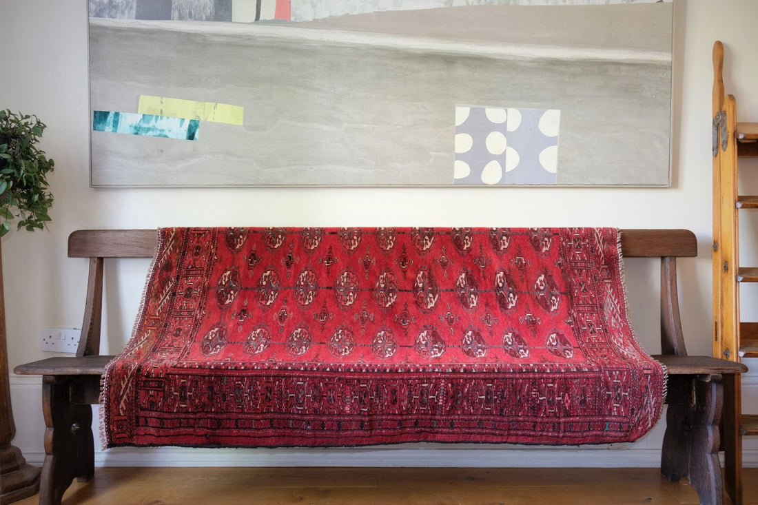 Turkish Turkoman Vintage Rug With 27 Medallions Circa 1950s