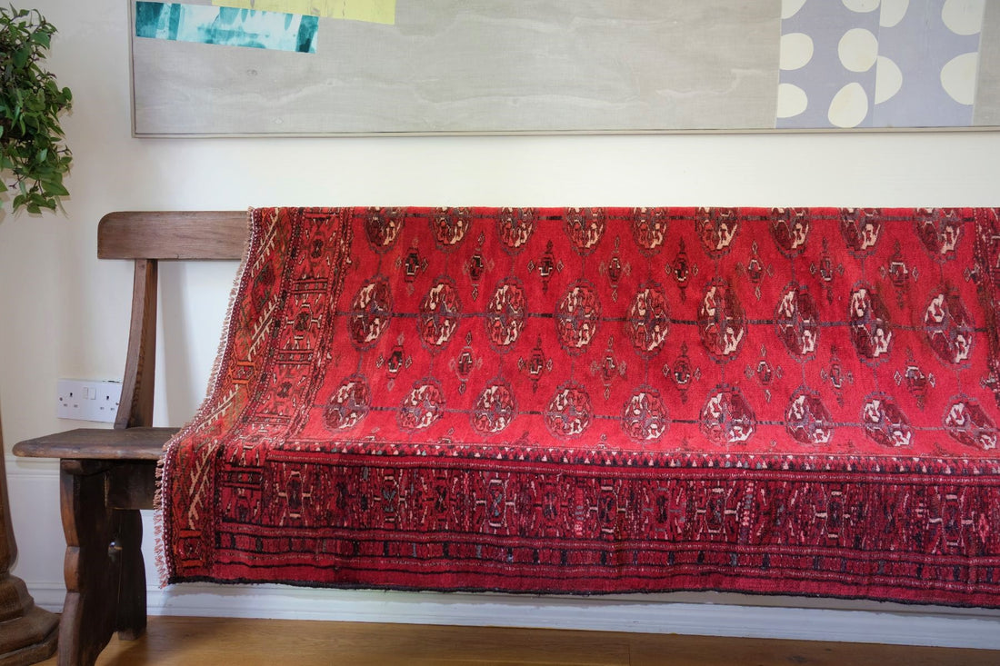 Turkish Turkoman Vintage Rug With 27 Medallions Circa 1950s