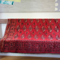 Vintage Turkoman-Style Afghan Wool Rug with 27 Ersari Guls