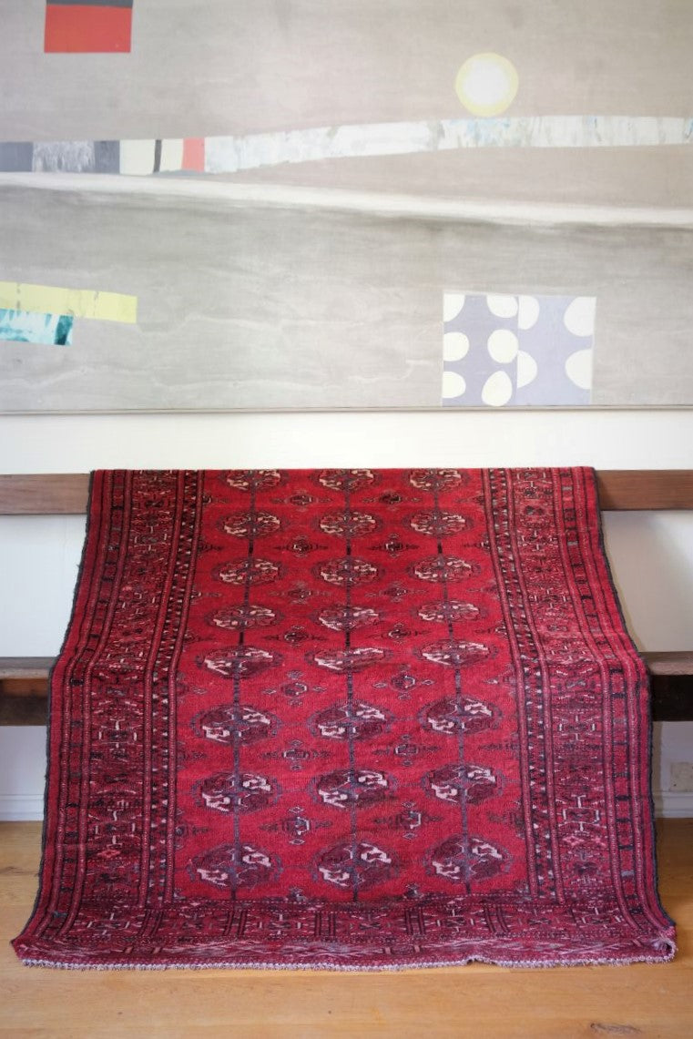 Turkish Turkoman Vintage Rug With 27 Medallions Circa 1950s