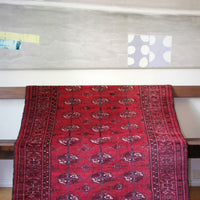 Vintage Turkoman-Style Afghan Wool Rug with 27 Ersari Guls