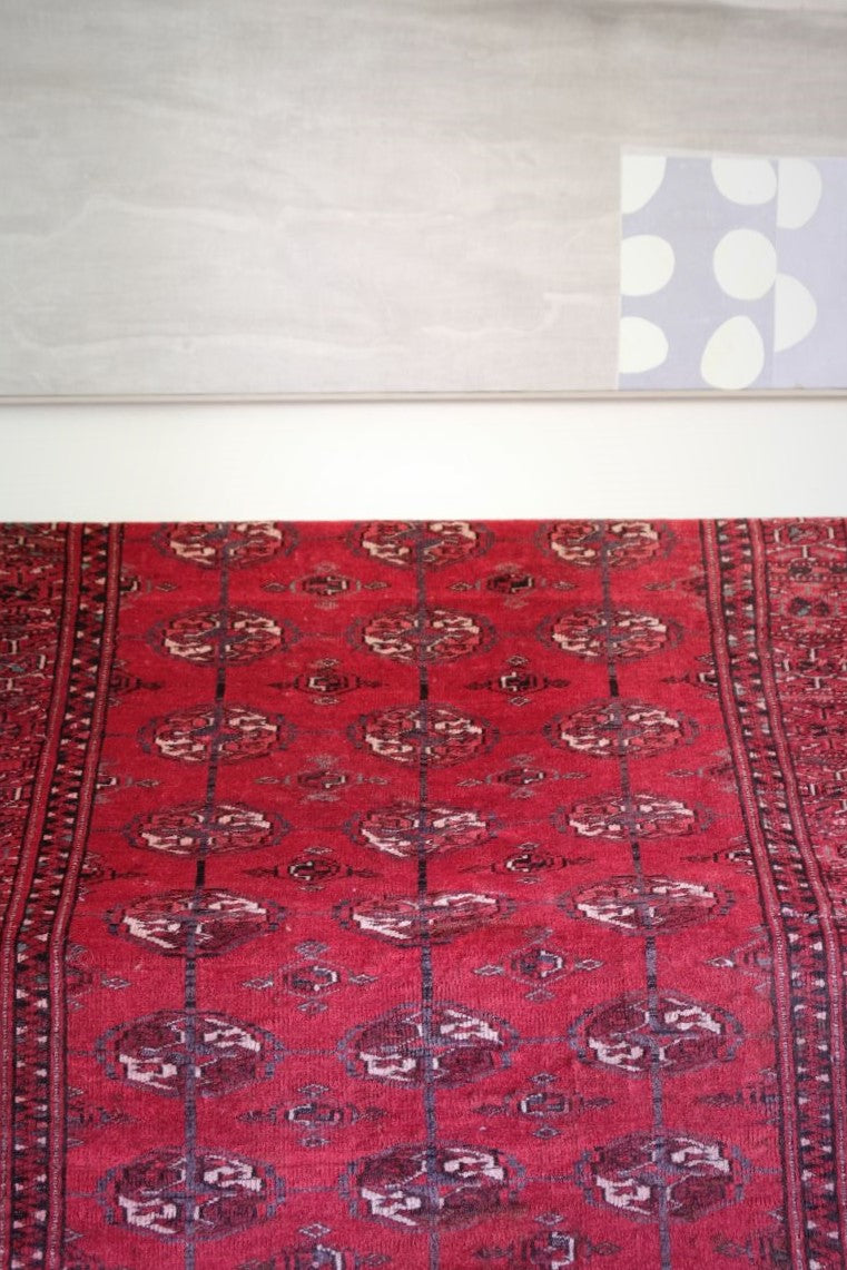 Turkish Turkoman Vintage Rug With 27 Medallions Circa 1950s