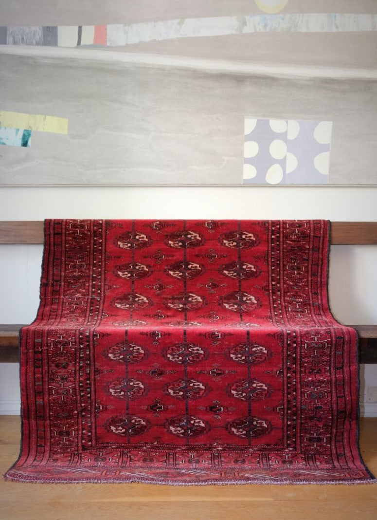 Turkish Turkoman Vintage Rug With 27 Medallions Circa 1950s
