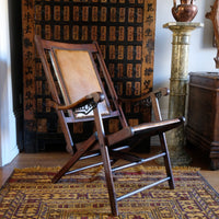 Victorian brass studded leather folding campaign chair reclining armchair circa 1875