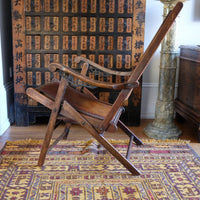 Victorian brass studded leather folding campaign chair reclining armchair circa 1875