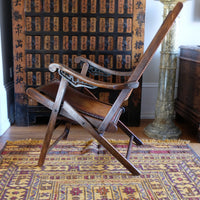 Victorian brass studded leather folding campaign chair reclining armchair circa 1875