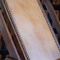 Leather back reast - Victorian brass studded leather folding campaign chair reclining armchair circa 1875
