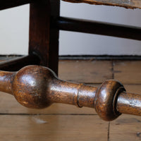 Antique Lancashire Oak Spindle Back Armchair with Rush Seat, 19th Century North Country Chair