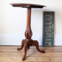 Late Victorian Mahogany Oval Tilt-Top Tripod Occasional / Wine Table with Open Reed Column