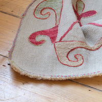 Large Uzbek Suzani Kilim Wall Hanging, Hand Embroidered Silk on Cotton Textile