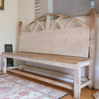 19th Century Gothic Painted Pine Hall Bench with Fretwork Detail
