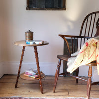 Room shot - Victorian mahogany cricket table with faux bamboo legs and two-tone finish