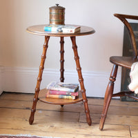 Victorian mahogany cricket table with faux bamboo legs and two-tone finish