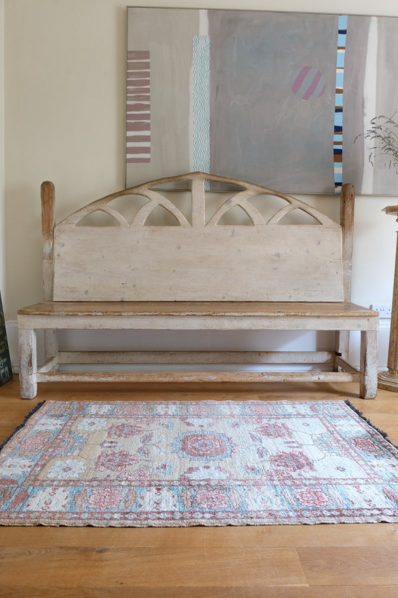 19th Century Gothic Painted Pine Hall Bench with Fretwork Detail