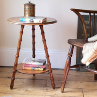 Victorian mahogany cricket table with faux bamboo legs and two-tone finish