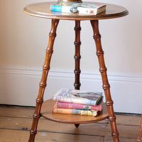 Victorian mahogany cricket table with faux bamboo legs and two-tone finish