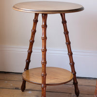 Victorian mahogany cricket table with faux bamboo legs and two-tone finish