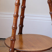 Victorian mahogany cricket table with faux bamboo legs and two-tone finish