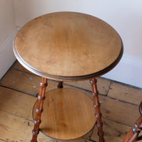Looking from the top down - Victorian mahogany cricket table with faux bamboo legs and two-tone finish